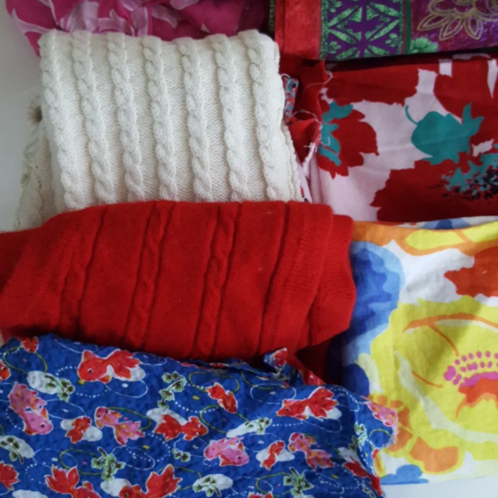 Fabrics Stash Silks Cottons Cashmere Cotton Florals Boho DIY Sewing Supplies